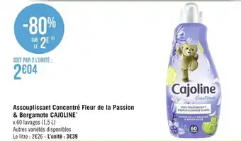 Géant Casino Cajoline assouplissant concentré fleur de la passion & bergamote* offre