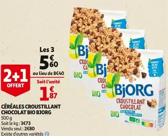 Auchan Bjorg céréales croustillant chocolat bio offre