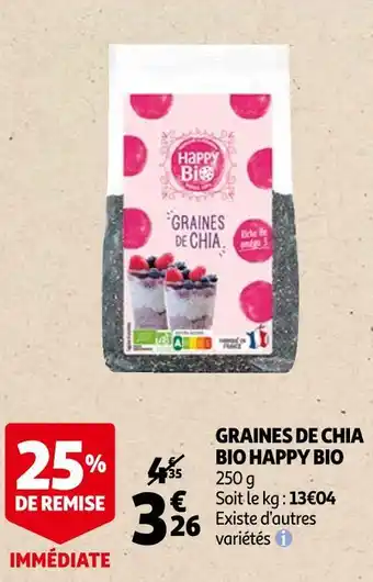 Auchan Happy bio graines de chia bio offre