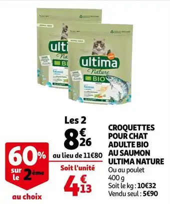 Auchan Ultima nature croquettes pour chat au saumon offre