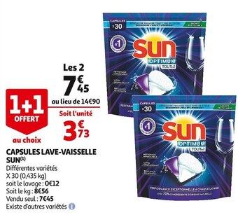 Auchan Sun capsules lave-vaisselle offre