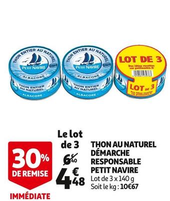 Auchan Petit navire thon au naturel démarche responsable offre