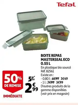 Auchan Tefal boite repas masterseal eco 0.55 l offre