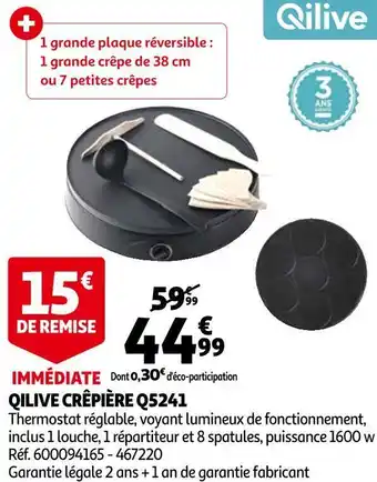 Auchan Qilive crêpière q5241 offre