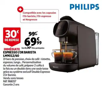 Auchan Philips espresso l'or barista lm9012/60 offre