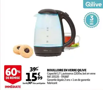 Auchan Qilive bouilloire en verre offre