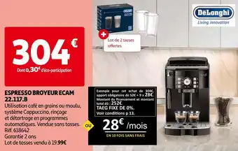 Auchan Delonghi espresso broyeur ecam 22.117.b offre