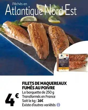 Auchan Filets de maquereaux fumés au poivre offre