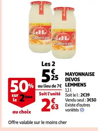 Auchan Devos lemmens mayonnaise offre