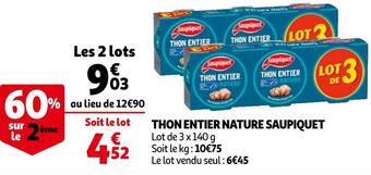 Auchan Saupiquet thon entier nature offre