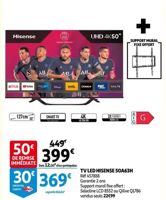Auchan Hisense tv led 50a63h offre