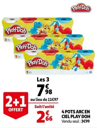 Auchan Play doh 4 pots arc en ciel offre