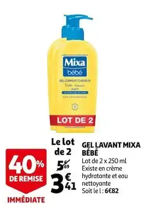 Auchan Mixa bébé gel lavant offre