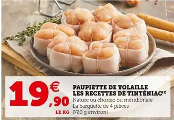 Super U Les recettes de tinténiac paupiette de volaille offre