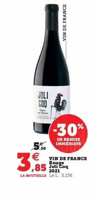 Hyper U Vin de france rouge joli coq 2021 offre