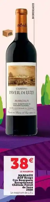 Hyper U Margaux aop rouge cru bourgeois exceptionnel château paveil de luze 2020 offre