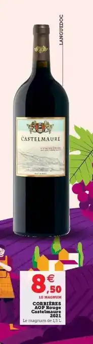 Hyper U Corbières aop rouge castelmaure 2021 offre