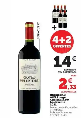 Hyper U Bergerac aop rouge château haut lestevenie 2021 offre