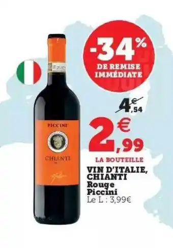 Super U Vin d'italie, chianti rouge piccini offre