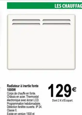 Tridôme Radiateur à inertie fonte 1000w offre