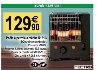 Tridôme Poêle à pétrole à mèche r131c tectro offre