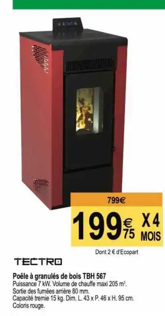 Tridôme Poêle à granulés de bois tbh 567 tectro offre
