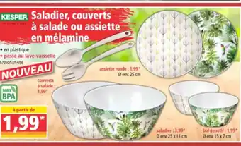 Norma Saladier,couverts à salade ou assiette en mélamine offre