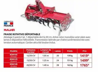 Rural Master Fraise rotative déportable majar offre