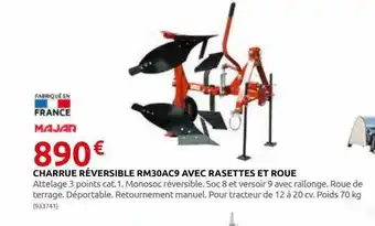 Rural Master Charrue réversible rm30ac9 avec rasettes et roue majar offre
