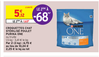 Intermarché Croquettes chat Stérilisé Poulet Purina One offre