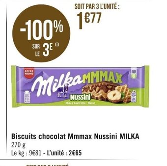 Géant Casino Biscuits Chocolat Mmmax Nussini Milka offre