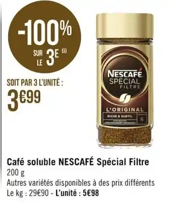Géant Casino Café Soluble Nescafé Spécial Filtre offre