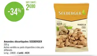 Géant Casino Amandes Décortiquées Seeberger offre