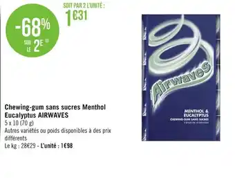 Chewing-Gum Sans Sucres Menthol Eucalyptus Airwaves
