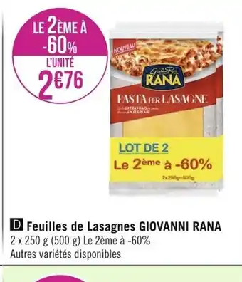 Géant Casino Feuilles de Lasagnes Giovanni Rana offre