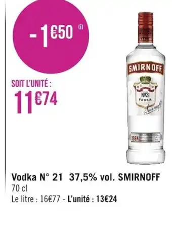 Géant Casino Vodka N21 37,3% vol Smirnoff offre