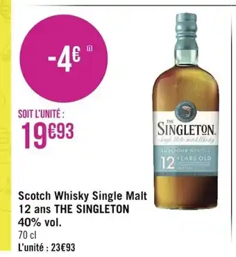 Scotch Whisky Single Malt 12 Ans The Singleton 40%vol 70cl