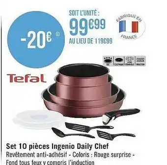 Géant Casino Tefal set 10 pièces ingenio daily chef offre
