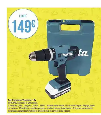 Set perceuse visseuse 18v makita