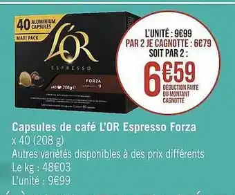 Géant Casino Capsules de café l'or espresso forza offre