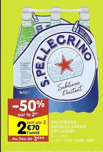 Leader Price Eau minérale naturelle gazeuse s.pellegrino offre