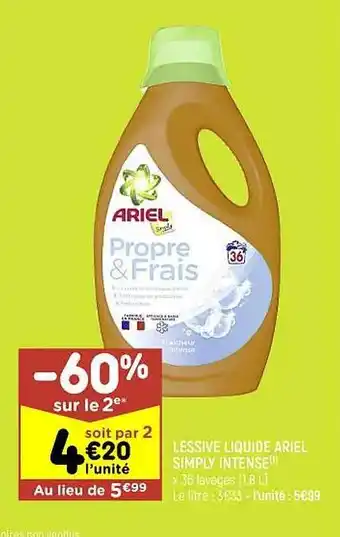 Leader Price Lessive liquide ariel simply intense offre