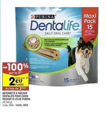 Bâtonnets à mâcher dentalife pour chien medium 12-25 kg purina