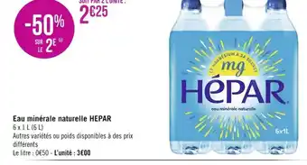 Géant Casino Eau Minérale Naturelle Hepar offre