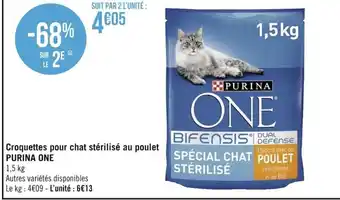 Géant Casino Croquettes Pour Chat Stérilisé Au Poulet Purina One offre