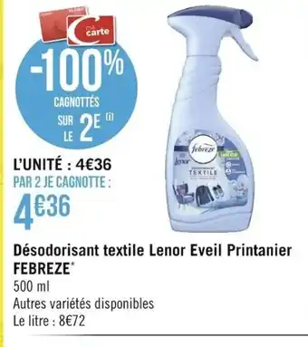 Géant Casino Désodorisant Textile Lenor Eveil Printanier Febreze offre