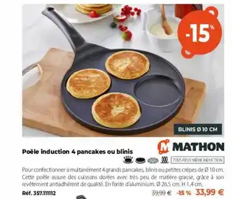 Mathon poĂȘle induction 4 pancakes ou blinis