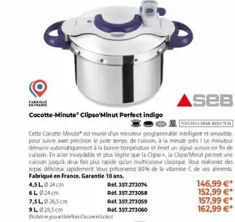 Seb cocotte-minute clipso'minut perfect indigo