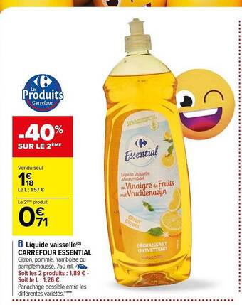 Carrefour Liquide vaisselle carrefour essential offre