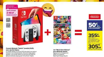 Carrefour Console nintendo switch (modèle) oled avec joy-con blanc + jeu mario kart 8 deluxe pour nintendo switch offre